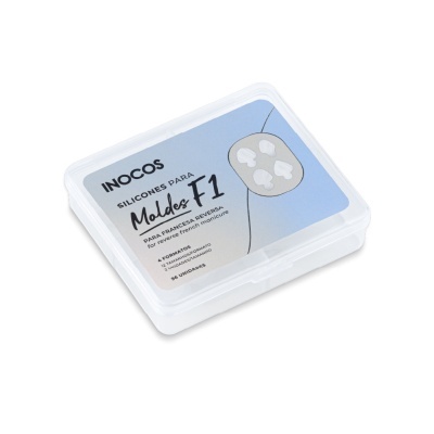 Estojo transparente com moldes de silicone para unhas da marca INOCOS