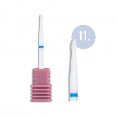Ponta de broca branca com base rosada e número 11