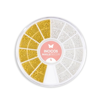 Conjunto de decoração para unhas com pérolas douradas e prateadas da INOCOS