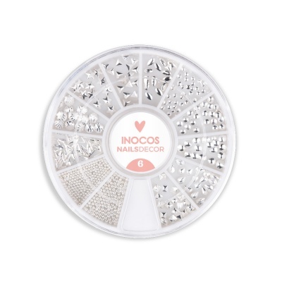 Roda de decoração para unhas INOCOS NAILSDECOR com strass prateados
