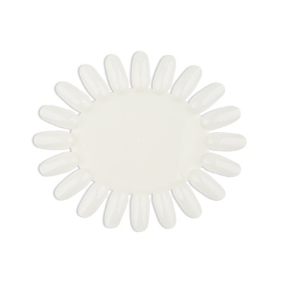 Mostrador de unhas de plástico branco em fundo branco