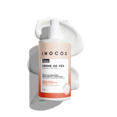 Produto creme para pés INOCOS em frasco com doseador