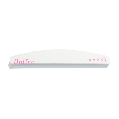 Buffer para unhas branco com texto rosa Buffer e INOCOS 100-180