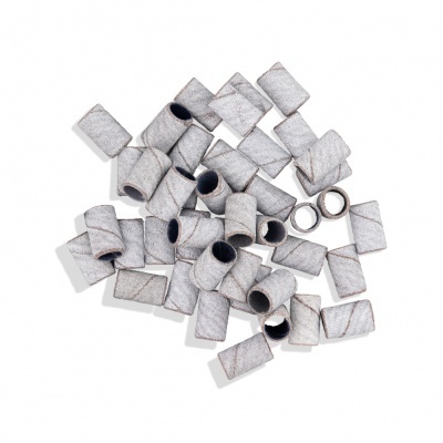 Anilhas de proteção finas de tecido cinzento com interior preto sobre fundo branco