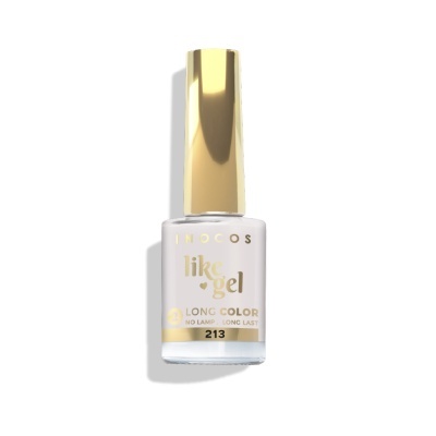 Frasco de verniz para unhas Incos branco com tampa dourada e texto dourado