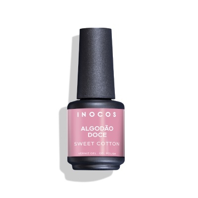 Verniz gel para unhas Inocos rosa algodão doce com tampa preta