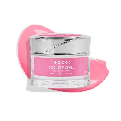 Frasco de gel para unhas rosa com tampa prateada