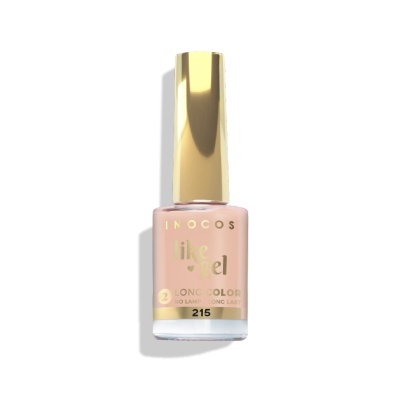 Frasco de esmalte de unhas INOCOS rosa claro com tampa dourada