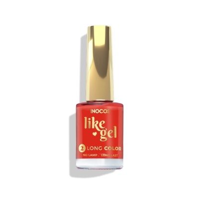 Frasco de verniz de unhas vermelho INOCOS like gel com tampa dourada