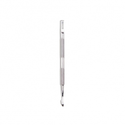 Empurrador de cutículas metálico prateado com textura antiderrapante