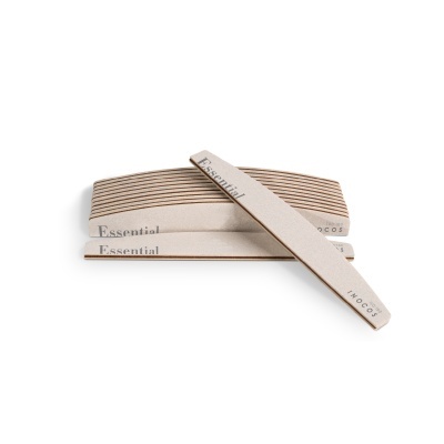 Lixas para unhas Essential em cinza claro e castanho com texto INOCOS
