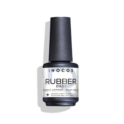 Frasco de esmalte base rubber branco leitoso da INOCOS