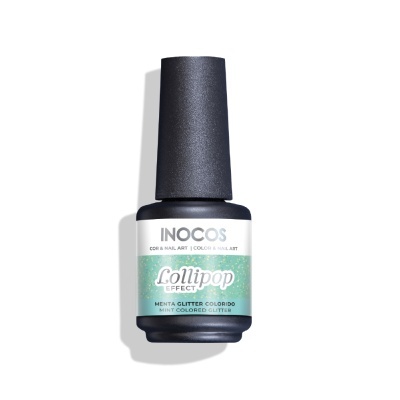 Frasco de verniz INOCOS Lollipop Effects cor menta glitter colorido