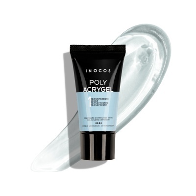 Tubo de gel acrílico transparente para unhas em fundo branco