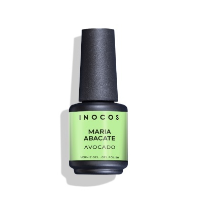Frasco de verniz gel para unhas verde abacate da marca INOCOS