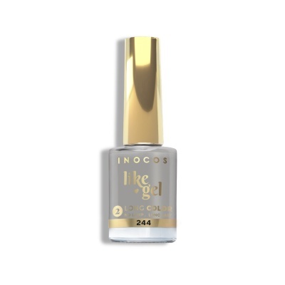 Frasco de verniz INOCOS com tampa dourada e texto dourado em fundo branco