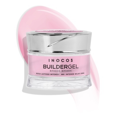 Frasco de gel para unhas rosa com tampa prateada