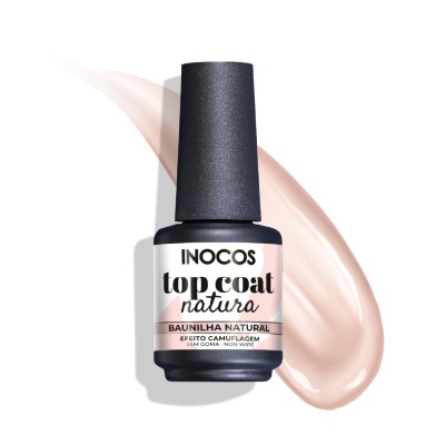 Frasco de top coat para unhas baunilha natural da Inocos