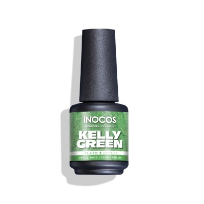 Frasco de verniz de unhas verde jade com tampa preta