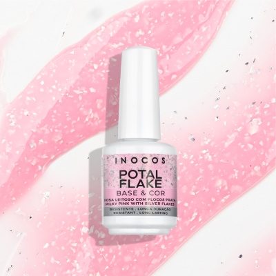 Potal Flake INOCOS Rosa Leitoso com Flocos Prata