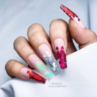 Glitter Xi-Coração INOCOS Blanc Holographique