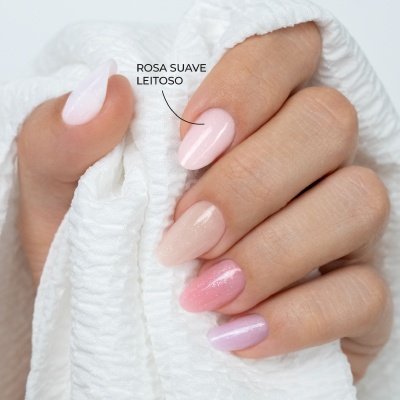 Builder Gel Shimmer INOCOS Rosa Suave Leitoso de Média Viscosidade 50g