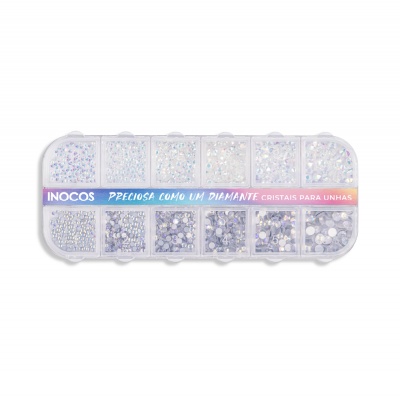 Crystals for Nails INOCOS white and silver holographic