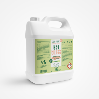 Recipiente branco de plástico com etiqueta ECO Glass