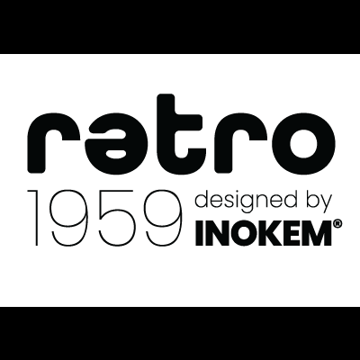 Logotipo com o texto retro 1959 designed by INOKEM® em preto