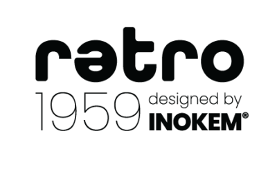 Logotipo com o texto retro 1959 designed by INOKEM® em preto