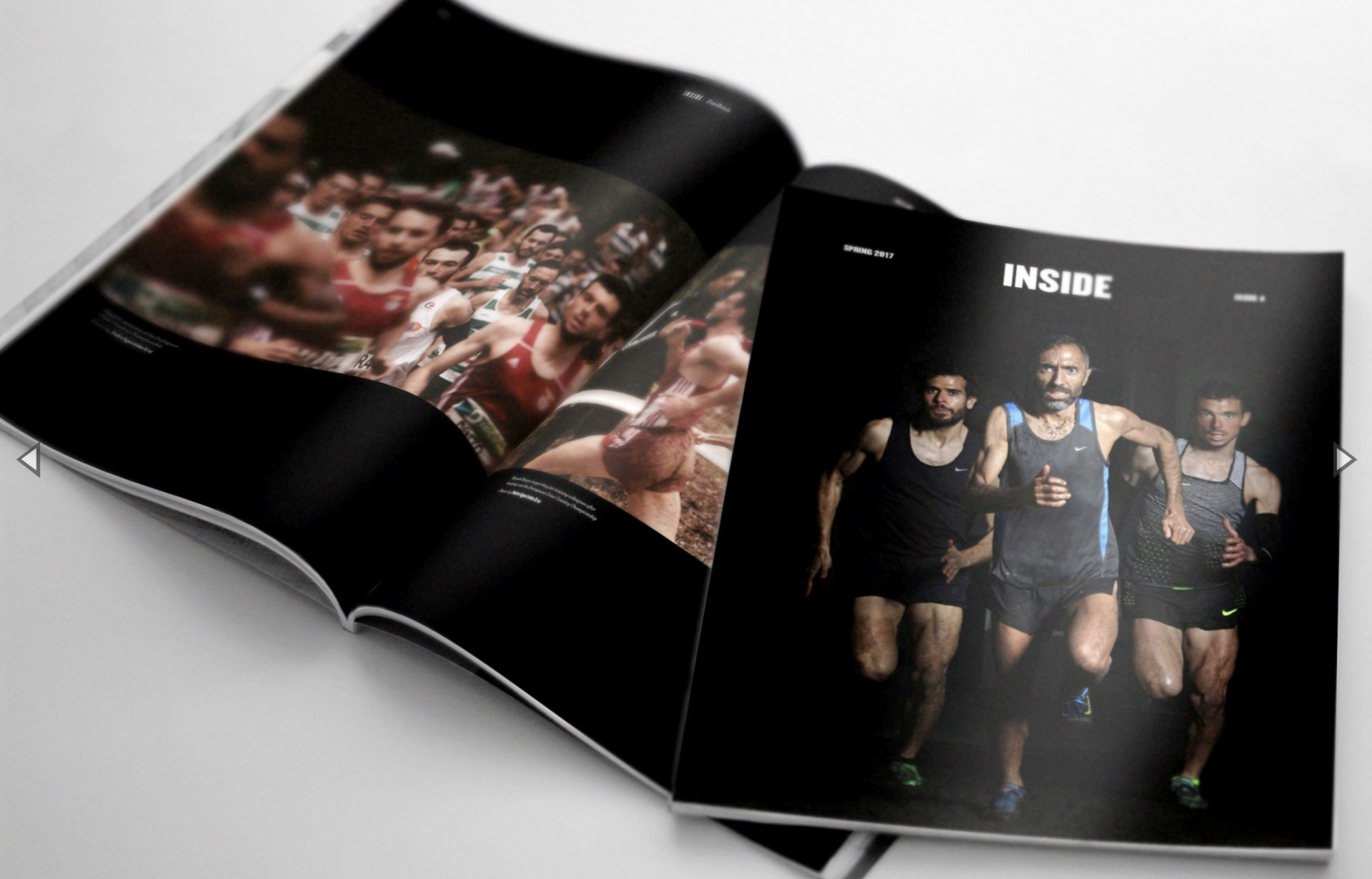 INSIDE Running as a lifestyle #4 Revista aberta com imagens de corredores e texto INSIDE