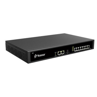 Switch de rede preto Yeastar com várias portas Ethernet