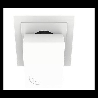 Sensor de movimento branco quadrado com elementos circulares e retangulares