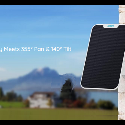 Câmara de segurança Reolink Go PT com painel solar e texto promocional