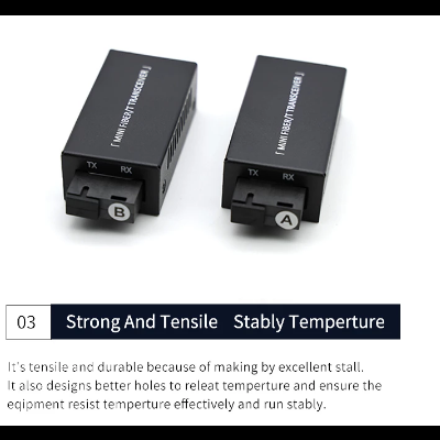 Dois dispositivos eletrónicos retangulares pretos com etiquetas A e B e texto em inglês