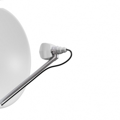 Antenna parabólica branca com braço metálico