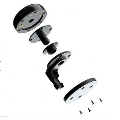 Conjunto de suporte de montagem preto com várias peças e parafusos