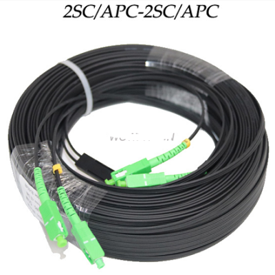 Cabo fibra ótica preto com conectores SC/APC verdes