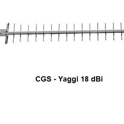 Antena metálica CGS - Yaggi 18 dBi com barras horizontais num mastro vertical