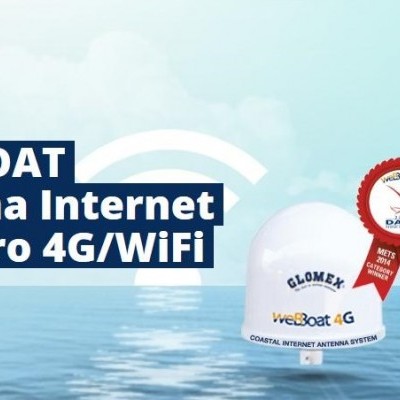 Equipamento branco WEBBOAT para internet costiera 4G/WiFi no mar