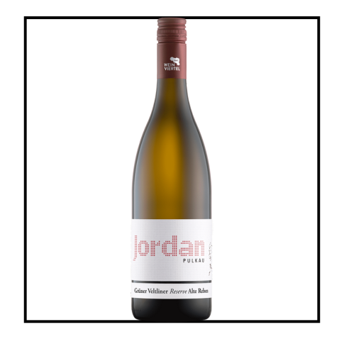 Jordan Grüner Veltliner Reserve Alte Reben - Weingut Jordan - Branco 75cl (2021) Garrafa de vinho branco Jordan Pulkau com rótulo branco e tampa castanha