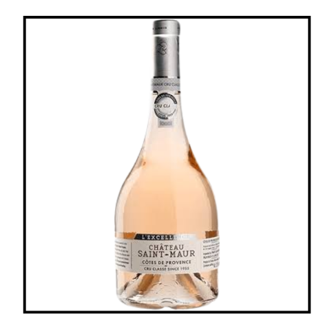 L'Excellence - Château Saint-Maur - Rosé 75cl (2022) Garrafa de vinho rosé Château Saint-Maur Côtes de Provence com rótulo branco e rolha prateada