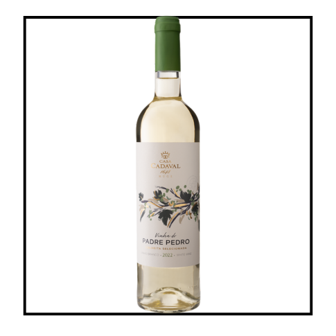 Vinha do Padre Pedro - Casa Cadaval - Branco 75cl (2023) Garrafa de vinho branco com rótulo e tampa verde