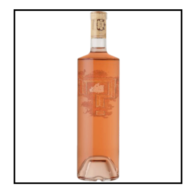 Garrafa de vinho rosé com design abstrato na etiqueta
