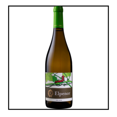Garrafa de vinho branco Elpenor com rótulo decorado