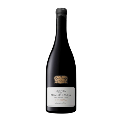 Garrafa de vinho Quinta da Boa Esperança Reserva com rótulo branco e tampa preta