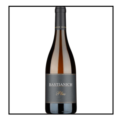 Garrafa de vinho Bastianich Plus com rótulo preto