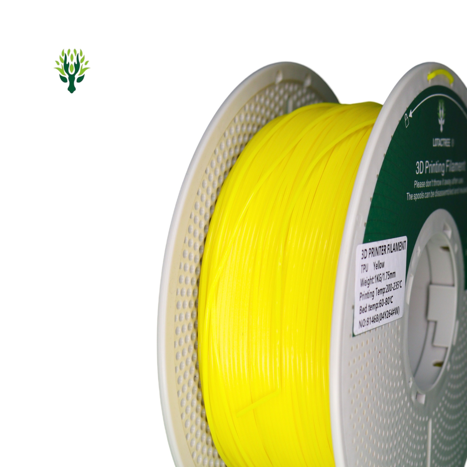 TPU 95A Yellow - Diâmetro 1,75mm Bobine 1kg - Lotactree Carretel de filamento para impressão 3D amarelo