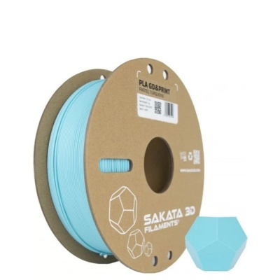 Filamento PLA azul claro para impressão 3D com objeto geométrico