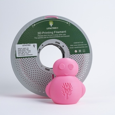 Rolo de filamento para impressão 3D LOTACTRCEICO com figura rosa impressa em 3D